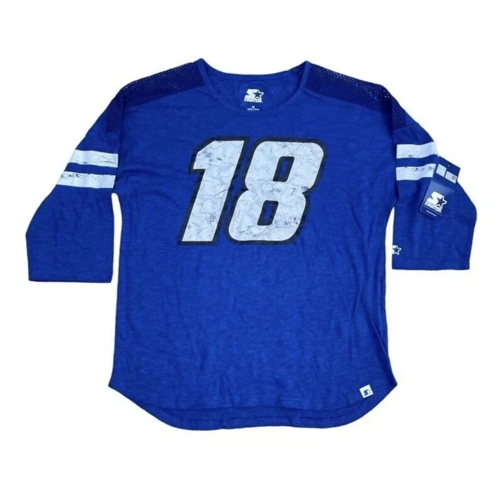 Kyle Busch T-Shirt Starter Womens Medium 3/4‎ Sleeve Scoop Neck Royal White NWT - Picture 9 of 10